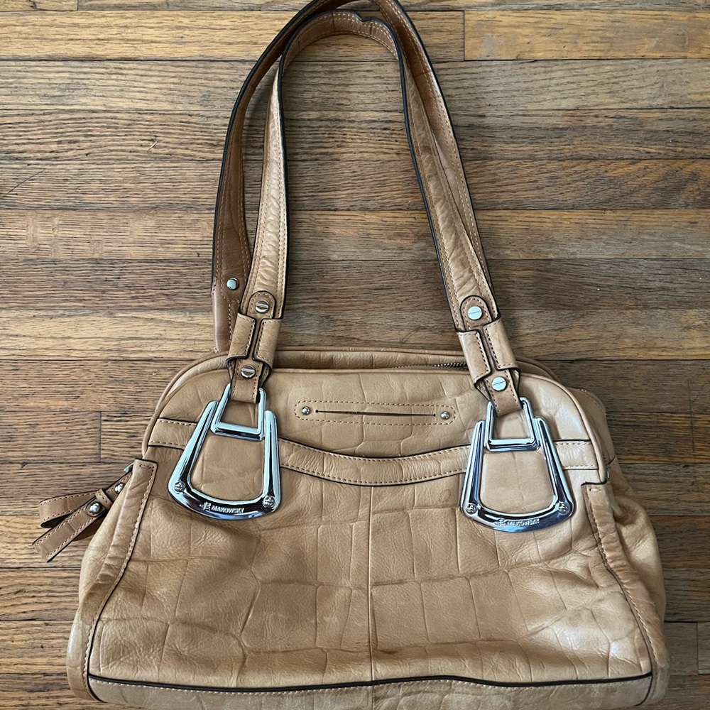 Y2K B Makowsky Vintage Leather Handbag Bag Purse Satchel Heavy Classic Preppy
